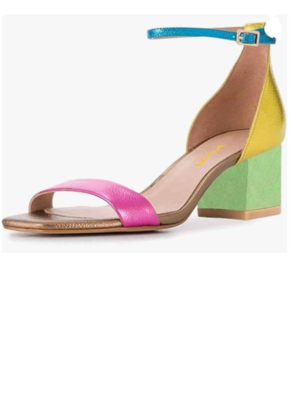 XYD Multicolor Open Toe Strappy Low Heel Sandal Ankle Strap with Buckle Shoes
